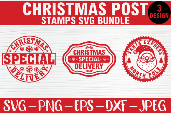Christmas Post Stamps Svg Bundle